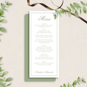 Menu Mariage Classique Vert Sauge & Bordure Blanche Scr
