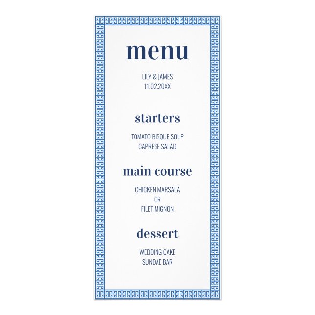Menu Mariage clé grec (Devant)