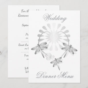 Menu mariage Coeur de libellules d'argent