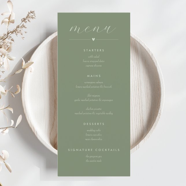 Menu Mariage Colorblock moderne | Sage foncé (Créateur téléchargé)