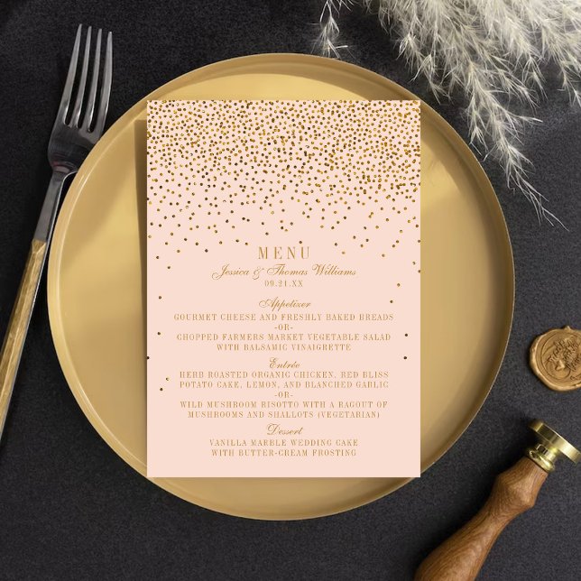 Menu Mariage Confetti Rose & Or (Créateur téléchargé)