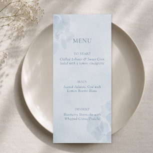 Menu Mariage Côte Est Élégant Fleur d'Hydrangea Bleu Aq