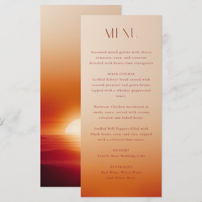 Menu mariage coucher de soleil (Devant / Derrière)