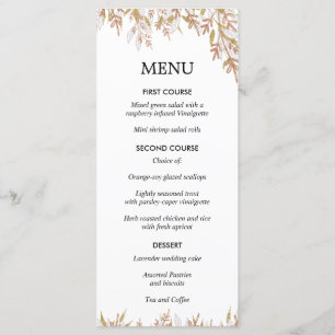 Menu mariage couleur or rose rose