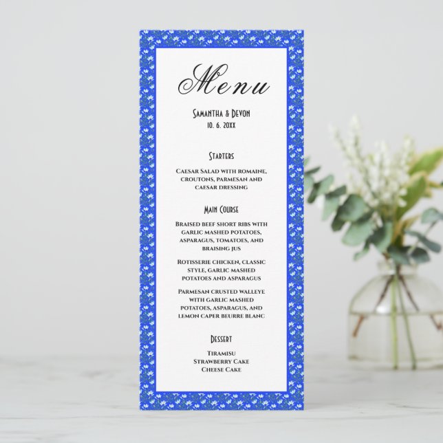 Menu Mariage Crocus bleus (Debout devant)