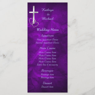Menu Mariage Croix-Chrétienne d'Argent Violet