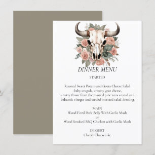 Menu Mariage d'âge du crâne floral de la vache de l'Oue