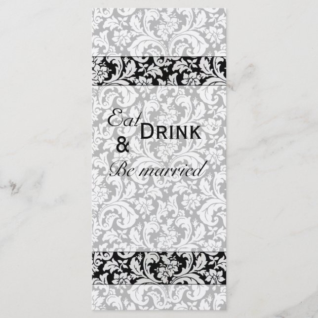 Menu mariage damassé foncé (Devant)