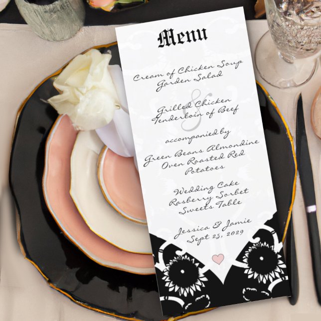 Menu Mariage damassé noir (Créateur téléchargé)