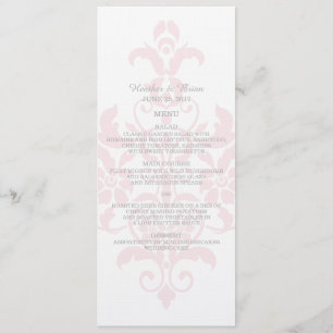 Menu Mariage damassé rose subtil