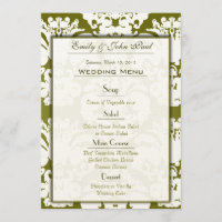 Menu Mariage damassé vert Olive