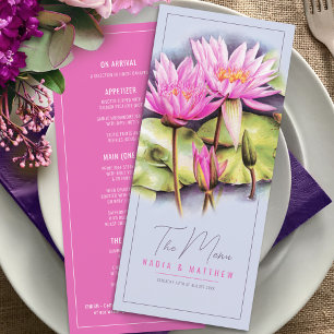 Menu mariage d'aquarelle bleu nénuphar