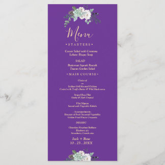 Menu Mariage d'aquarelle d'hiver