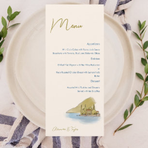 Menu Mariage d'aquarelle du lac de Côme