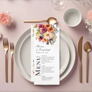 Menu Mariage d'aquarelle florale dynamique