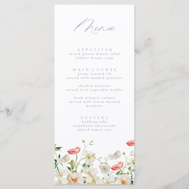 Menu Mariage d'aquarelle Spring Peony (Devant)