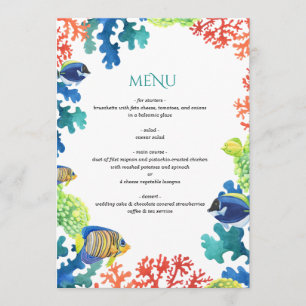 Menu Mariage d'aquarium coloré