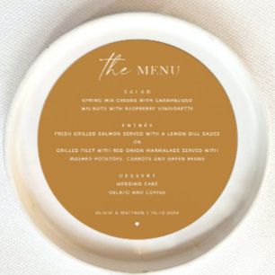 Menu Mariage d'automne jaune moutarde Cercle minimali