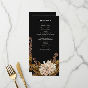 Menu Mariage de automne d'aquarelle noire florale d'aut