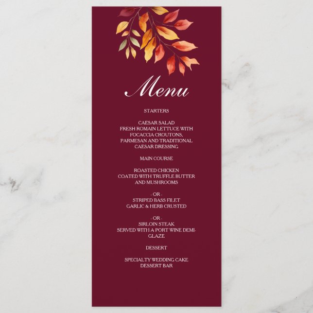 Menu Mariage de automne de Bourgogne (Devant)