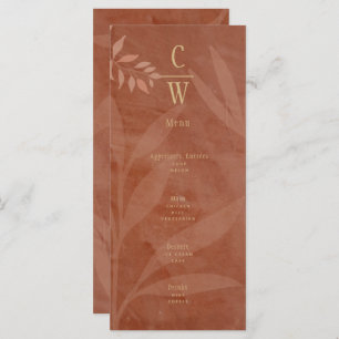 Menu Mariage de automne moderne Feuilles d'or en terre