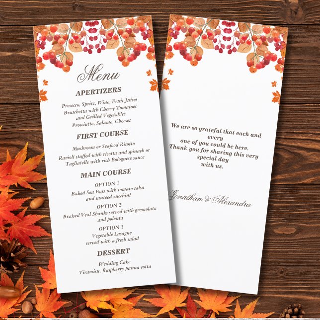Menu Mariage de automne Rustique Automne (Créateur téléchargé)
