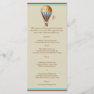 Menu Mariage de ballon à air chaud vintage
