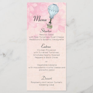 Menu Mariage de ballon à air chaud vintage