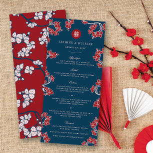 Menu Mariage de bonheur double de fleurs de prunes/de p