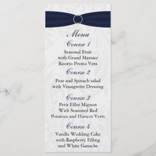 Menu Mariage de boucle de diamante de ruban de FAUX de