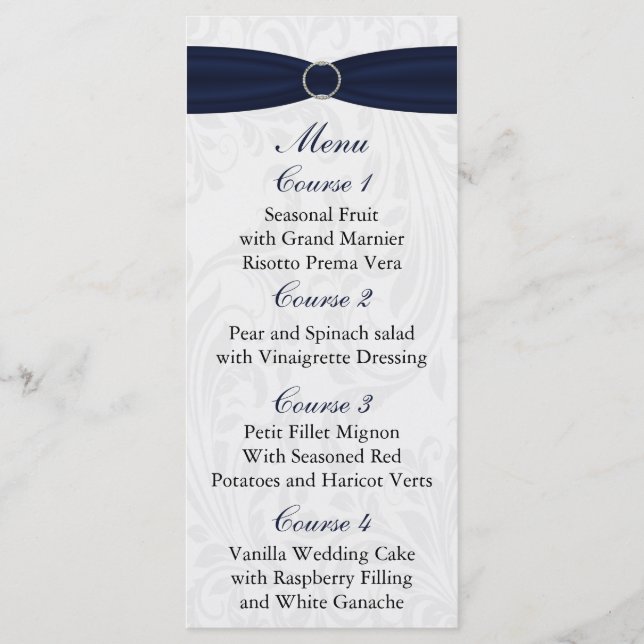 Menu Mariage de boucle diamante de ruban FAUX damas de  (Devant)