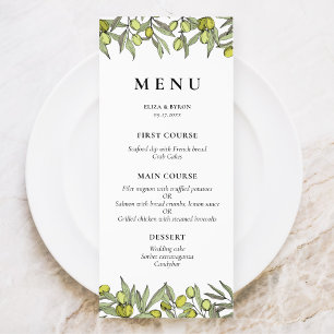 Menu Mariage de branche Olive moderne