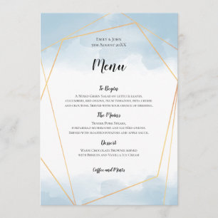 Menu Mariage de cadre géométrique bleu clair Aquarelle