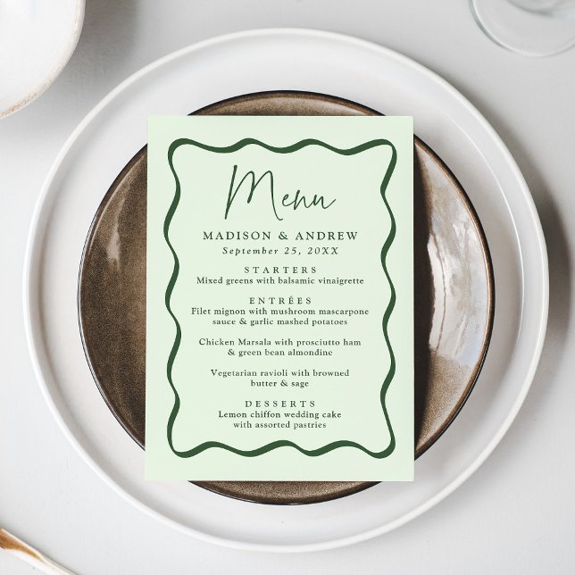 Menu Mariage de cadre vert moderne (Créateur téléchargé)