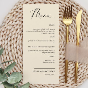 Menu Mariage de calligraphie beige / Réception