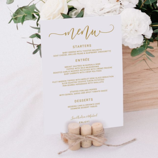 Menu Mariage de calligraphie de rebond Tourbillonnant ( (Créateur téléchargé)