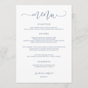 Menu Mariage de calligraphie de rebond Tourbillonnant (