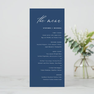 Menu Mariage de calligraphie élégant bleu marine