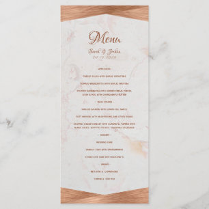 Menu Mariage de calligraphie en cuivre de marbre géomét