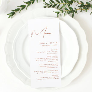 Menu Mariage de calligraphie en terre cuite rustique mo