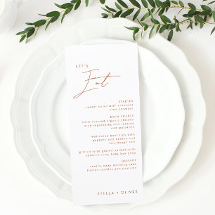 Menu Mariage de calligraphie en terre cuite rustique mo