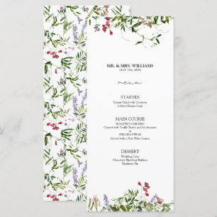 Menu Mariage de calligraphie Fleur sauvage moderne