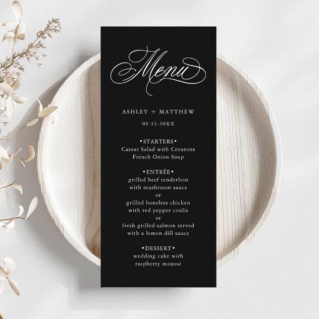 Menu Mariage de calligraphie Tourbillonnant romantique  (Créateur téléchargé)