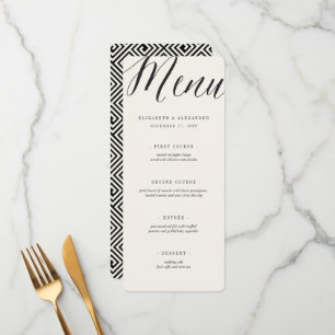 Menu Mariage de clé grec géométrique de script simple c