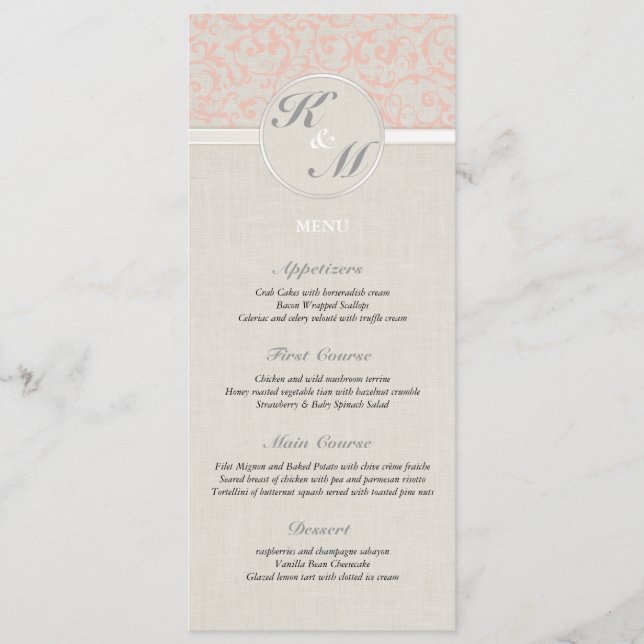 Menu Mariage de corail SmartElegance (Devant)