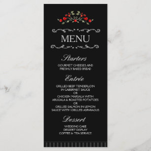 Menu Mariage de correspondance des roses noires et
