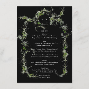 Menu Mariage de couronnes Eucalyptus Monogramme noir Pr