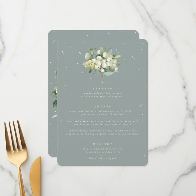 Menu Mariage de cours Seafoam Snowberry+Eucalyptus 3 (Devant/Arrière en situation)