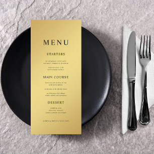 Menu Mariage de dégradé métal or et noir simple