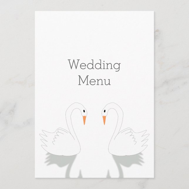 Menu Mariage de design Swans (Devant)